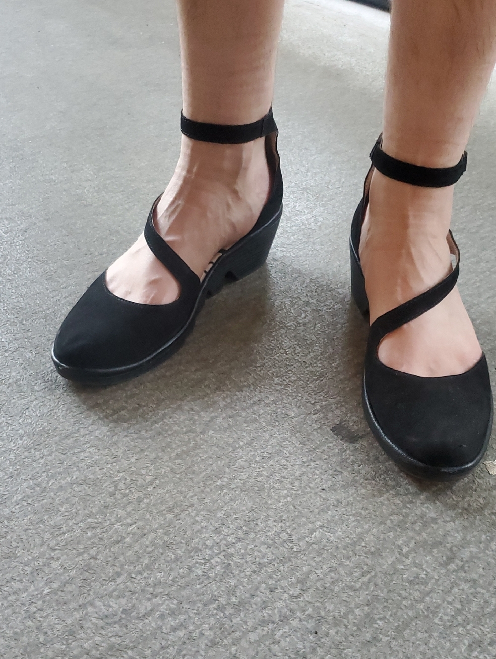 Fly London Black Ankle-Strap Wedge Sandals